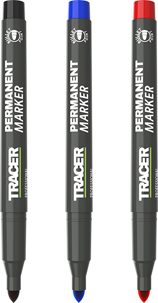 Tracer Permanent Markers Black, Blue and Red